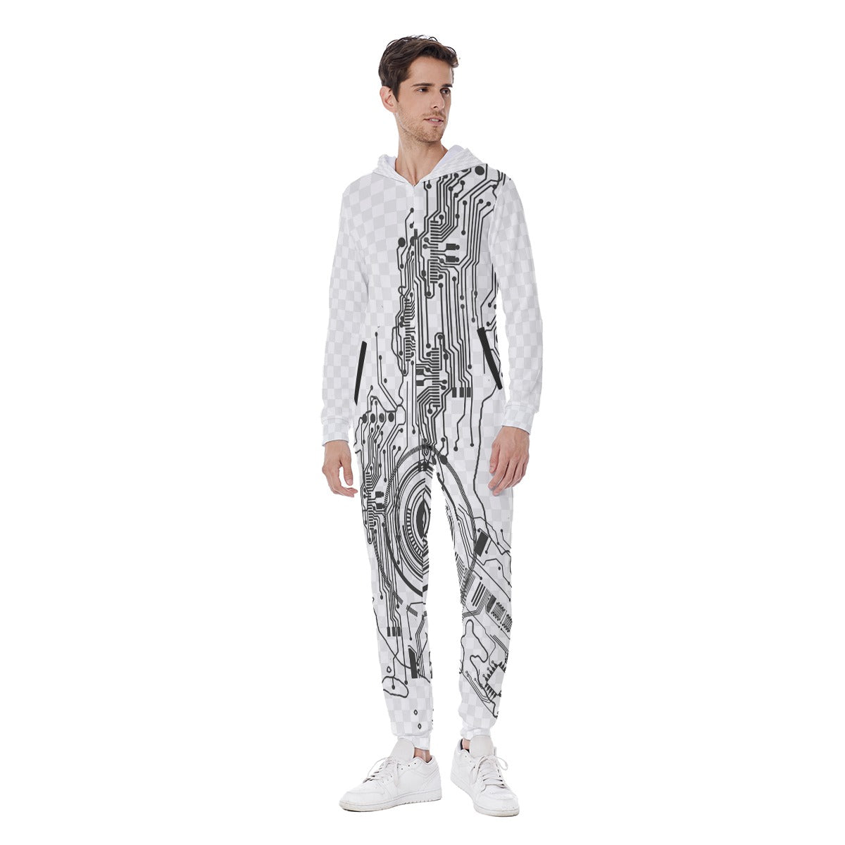 All-Over Print Men's Hooded Jumpsuit