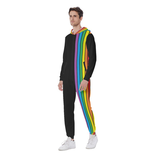 All-Over Print Men's Hooded Jumpsuit