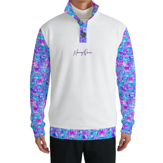 All-Over Print Men’s Casual Pullover Shirt With 1/4 Zip