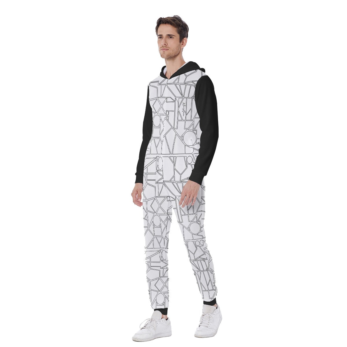All-Over Print Men's Hooded Jumpsuit