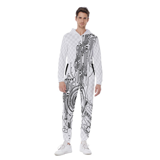 All-Over Print Men's Hooded Jumpsuit