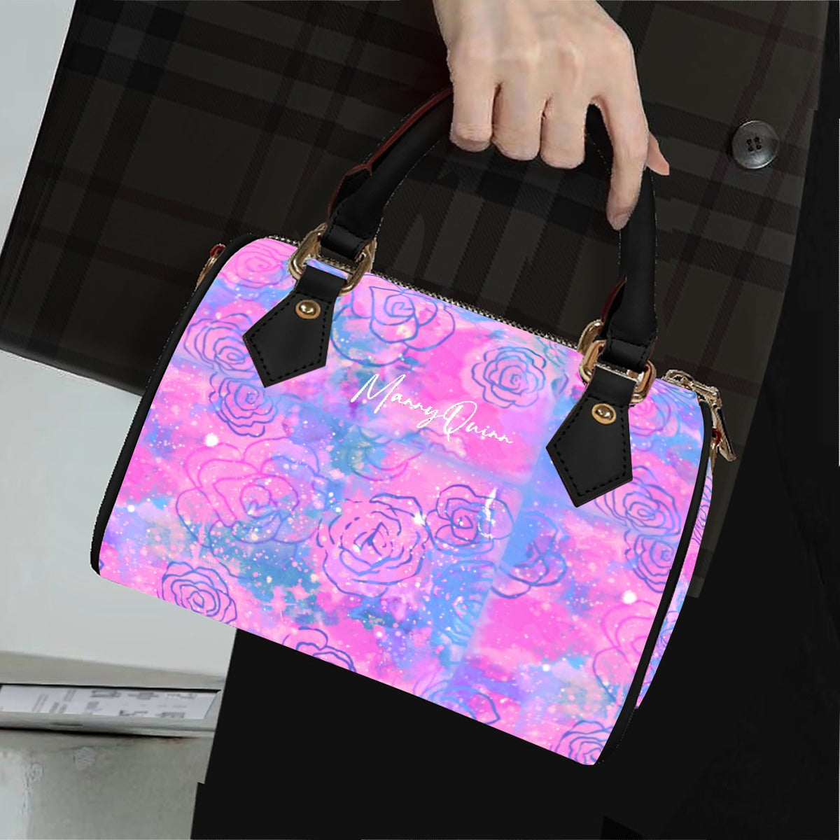 Classic Barrel-Shaped PU Leather Handbag