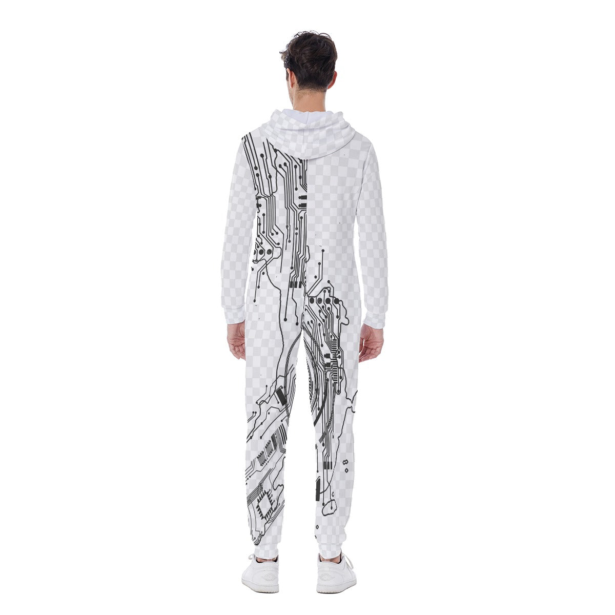 All-Over Print Men's Hooded Jumpsuit
