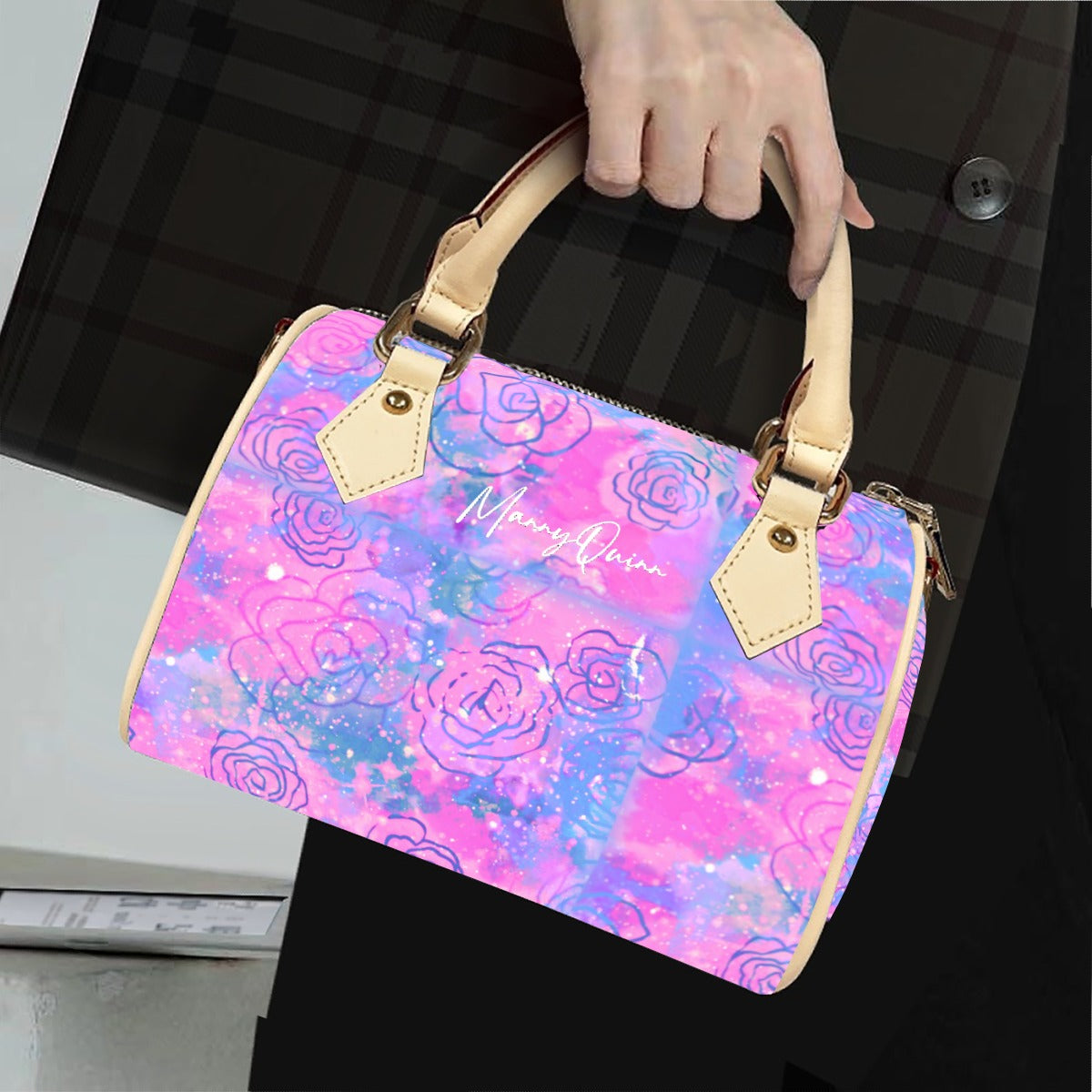 Classic Barrel-Shaped PU Leather Handbag