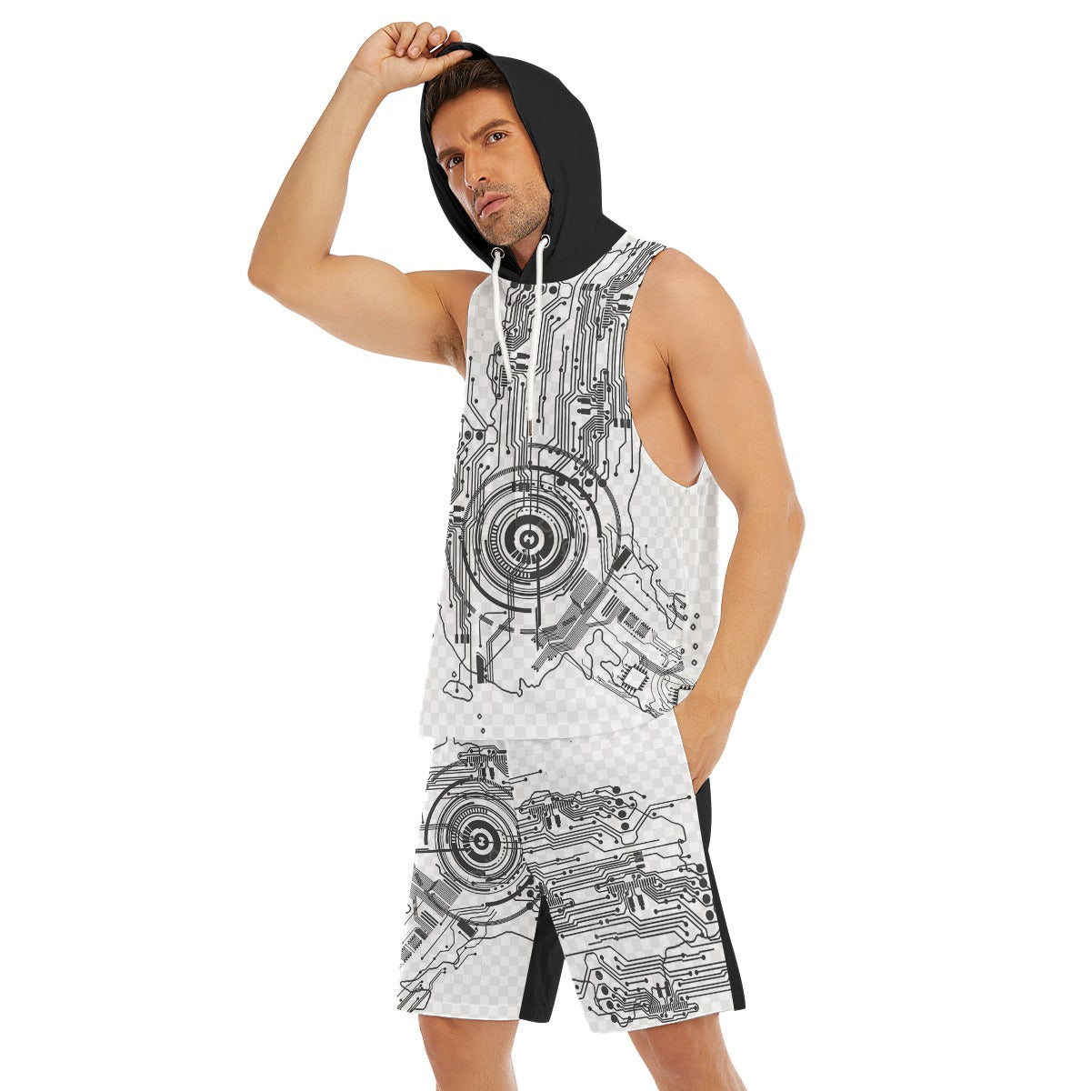 All-Over Print Men's Sleeveless Vest And Shorts Set