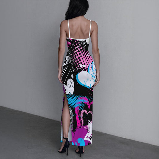 All-Over Print Women's Long Dress with Slit