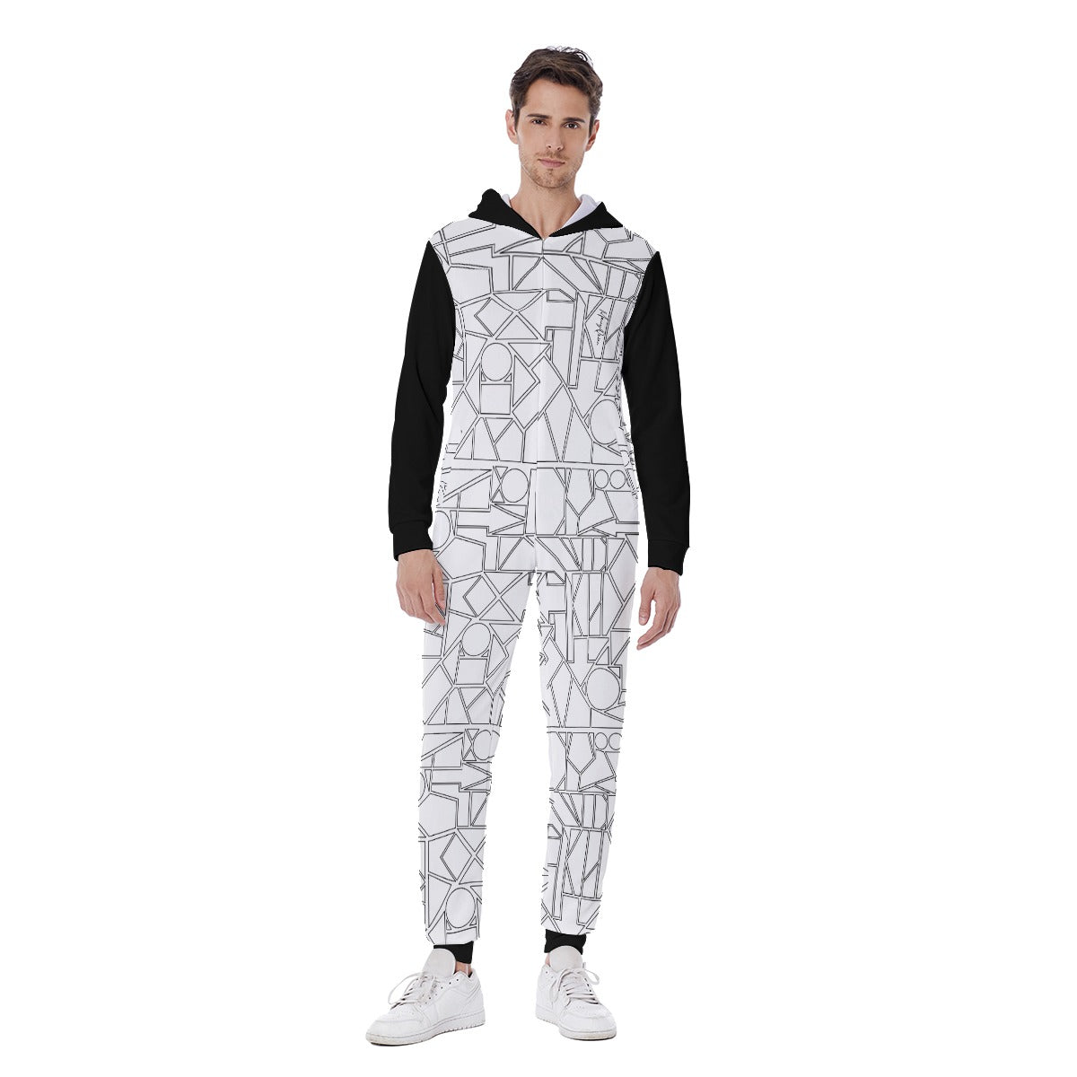 All-Over Print Men's Hooded Jumpsuit