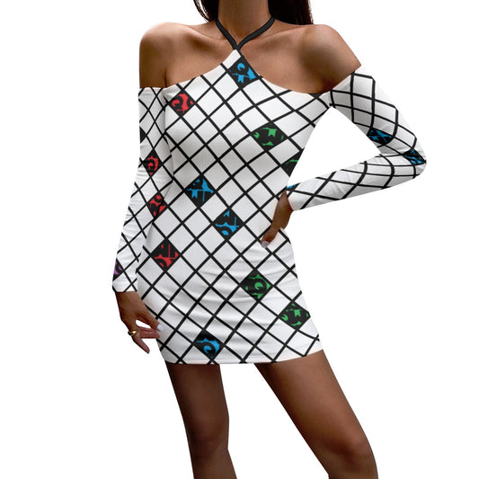 All-Over Print Women's Halter Lace-up Dress