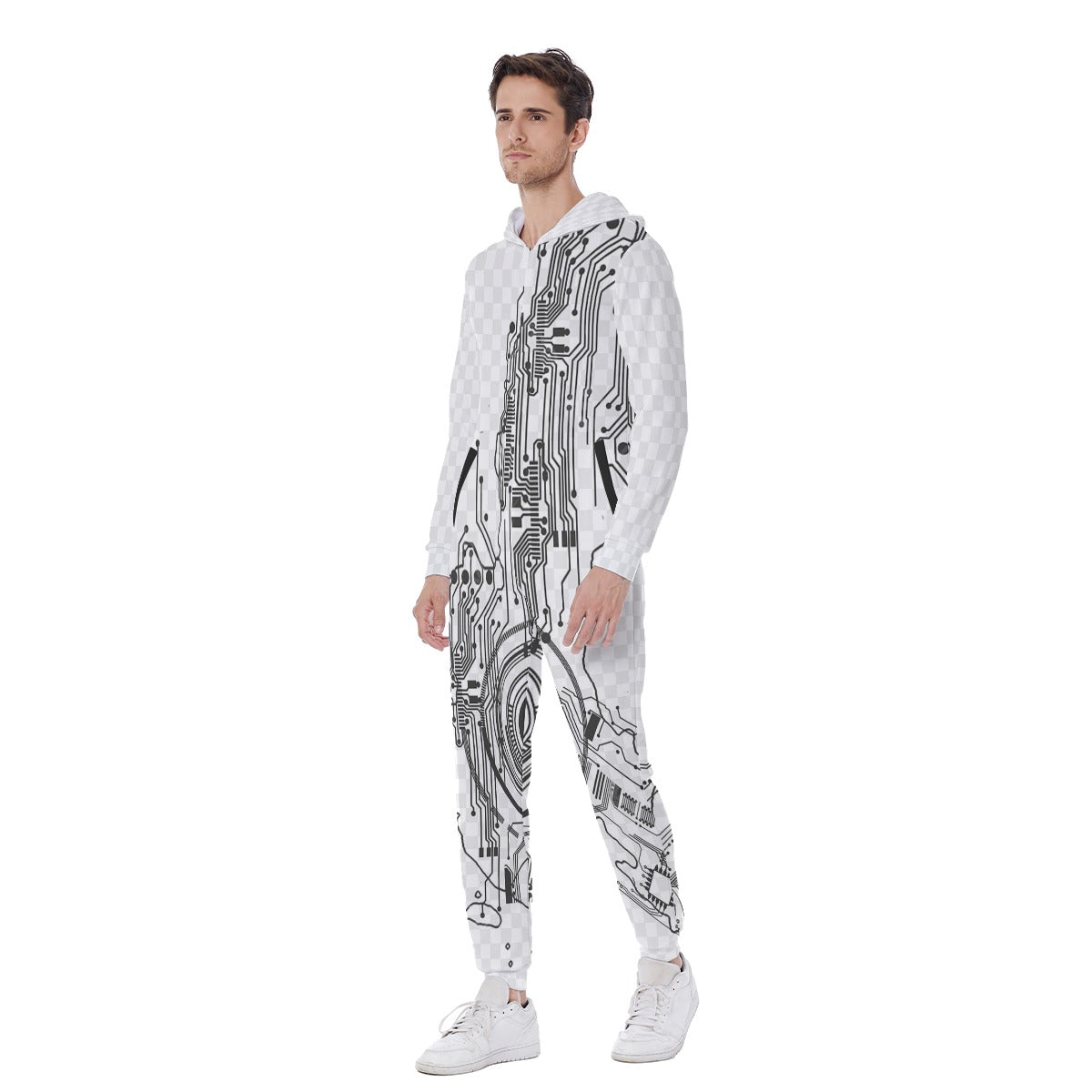 All-Over Print Men's Hooded Jumpsuit