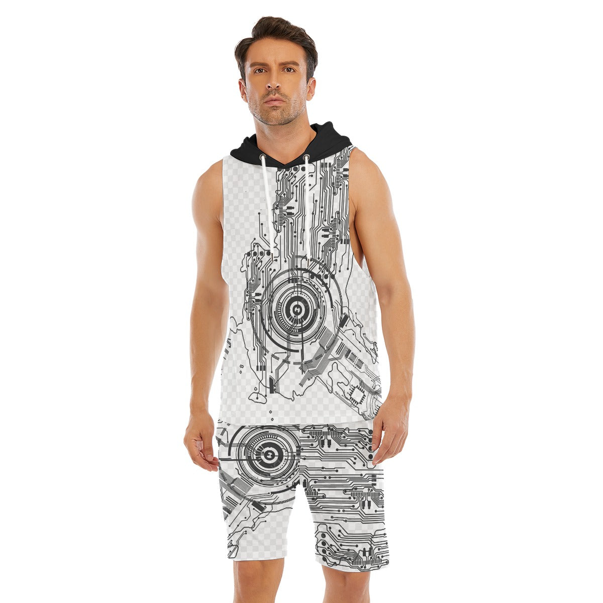 All-Over Print Men's Sleeveless Vest And Shorts Set