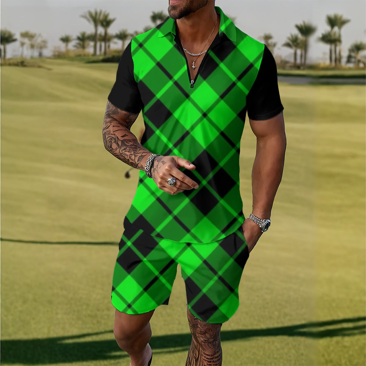 All-Over Print Men's Polo Sportswear Set