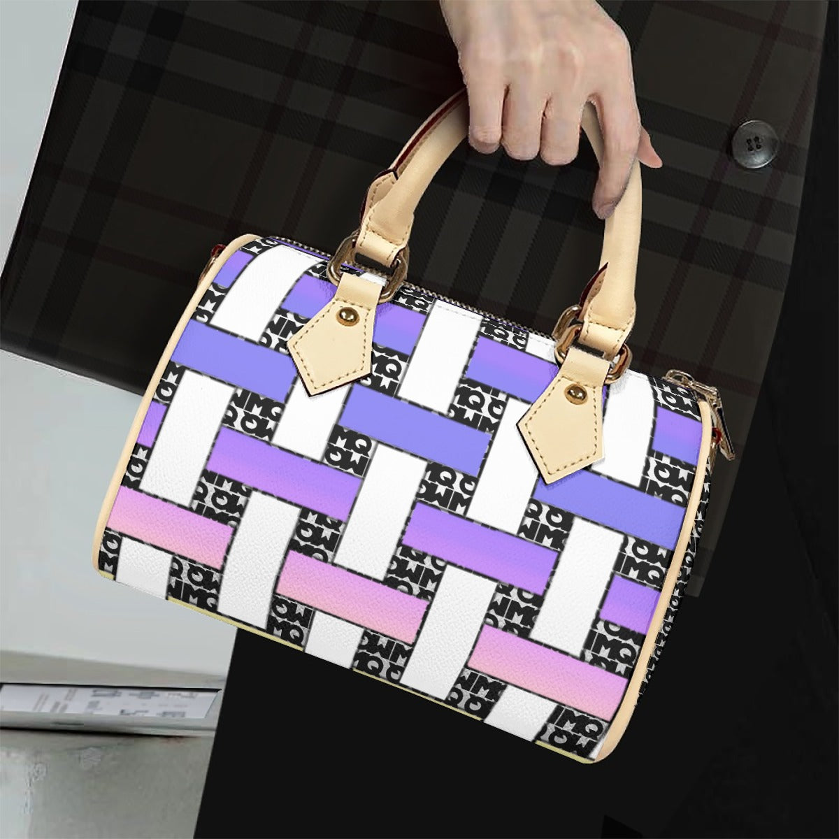 Classic Barrel-Shaped PU Leather Handbag