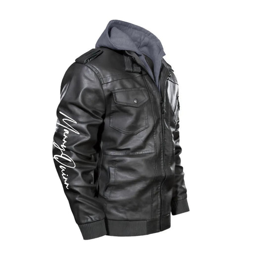 Men's Zip Leather Jacket |DTF