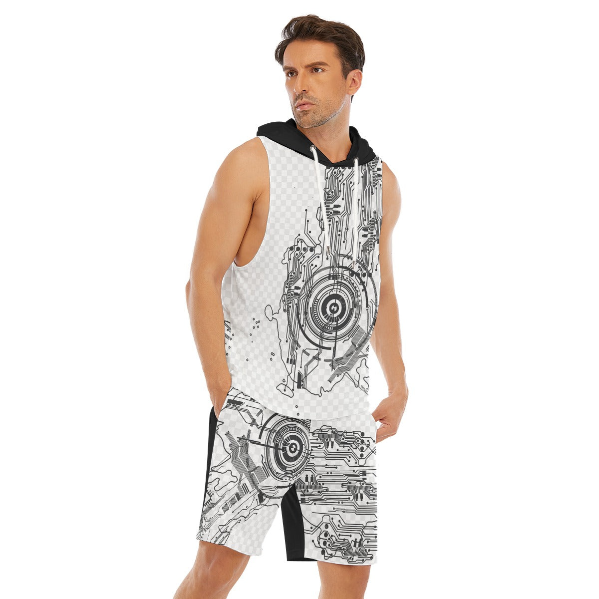 All-Over Print Men's Sleeveless Vest And Shorts Set