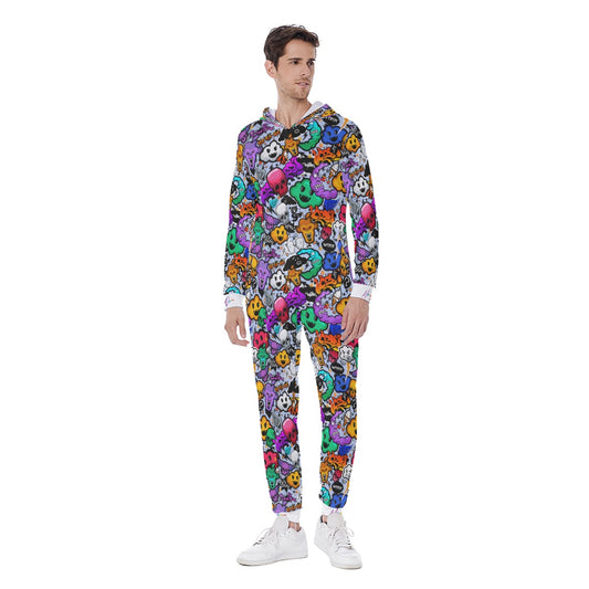 All-Over Print Men's Hooded Jumpsuit
