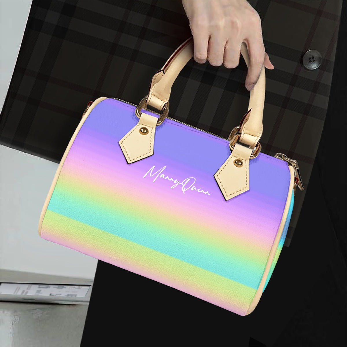 Classic Barrel-Shaped PU Leather Handbag