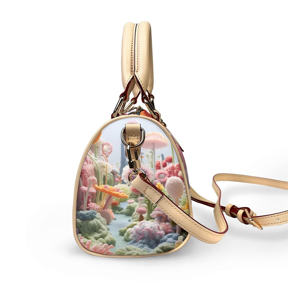 Classic Barrel-Shaped PU Leather Handbag