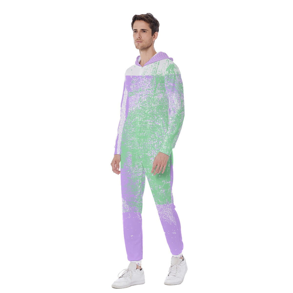 All-Over Print Men's Hooded Jumpsuit