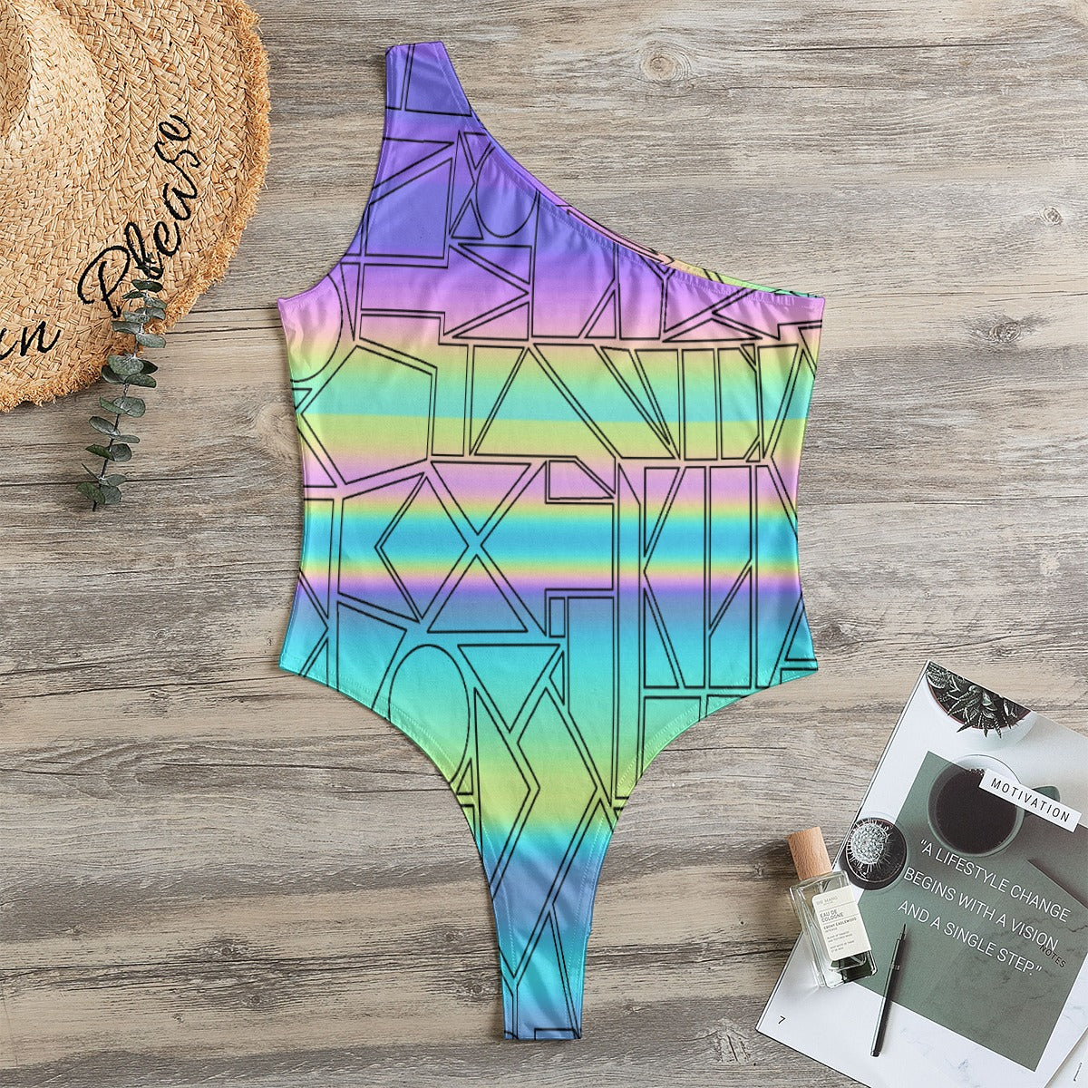 All-Over Print Women's One-Shoulder Bodysuit