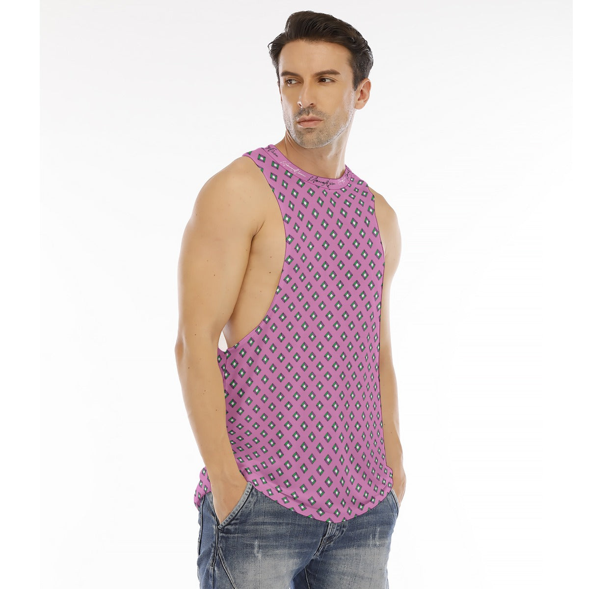 All-Over Print Men's O-neck Long Tank Top