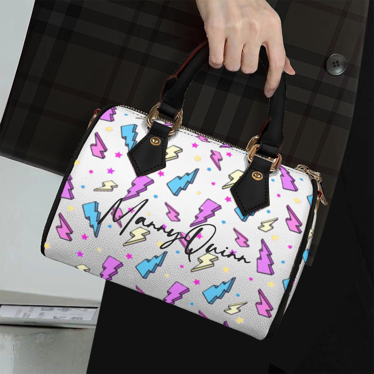 Classic Barrel-Shaped PU Leather Handbag