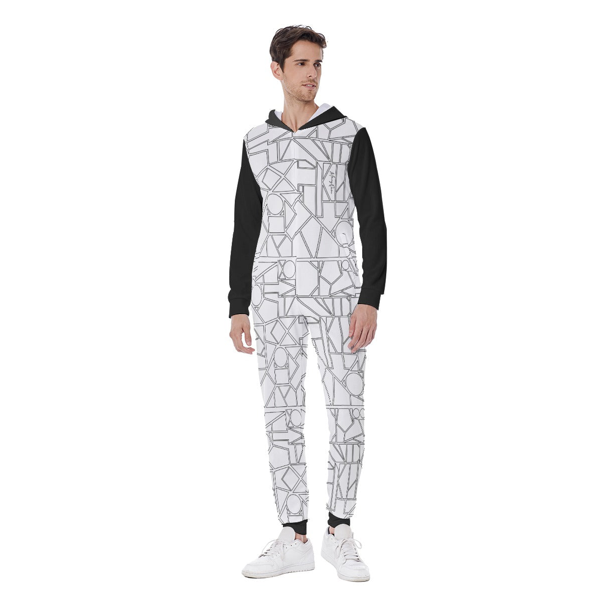 All-Over Print Men's Hooded Jumpsuit