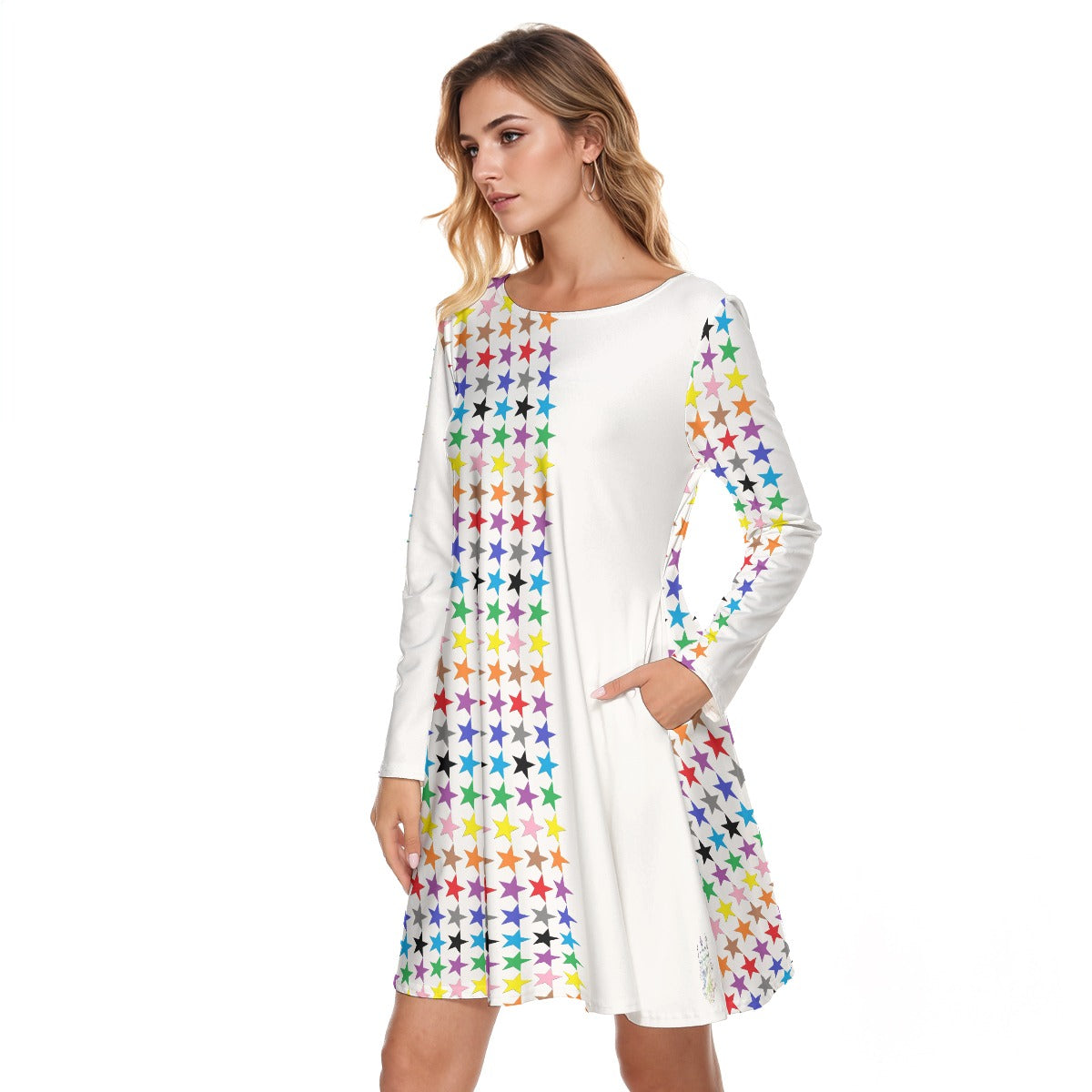 All-Over Print Women's Round Neck Dress|190GSM Cotton