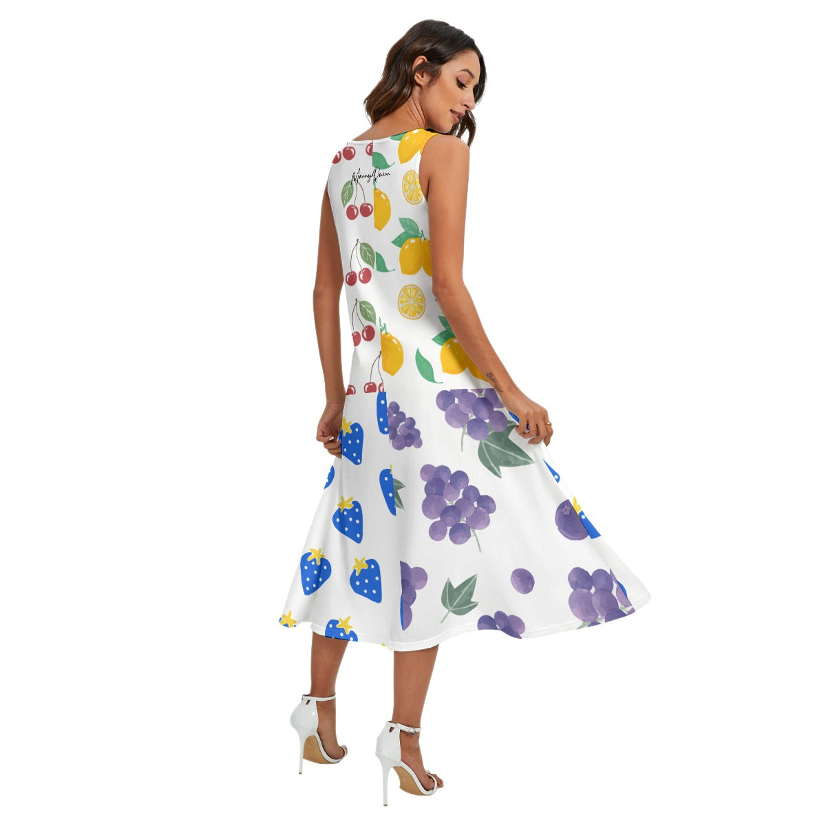 All-Over Print Women's Sleeveless Dress With Diagonal Pocket