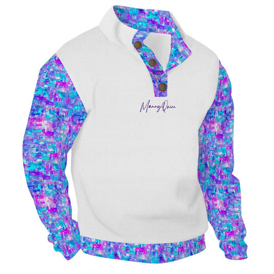 All-Over Print Men’s Casual Pullover Shirt With 1/4 Zip