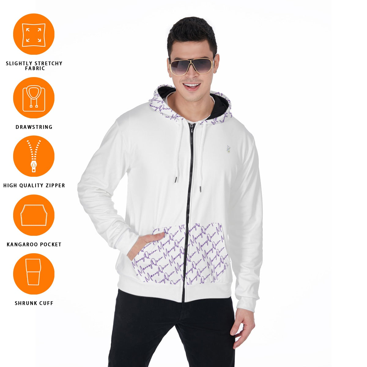 All-Over Print Zip Up Hoodie With Pocket