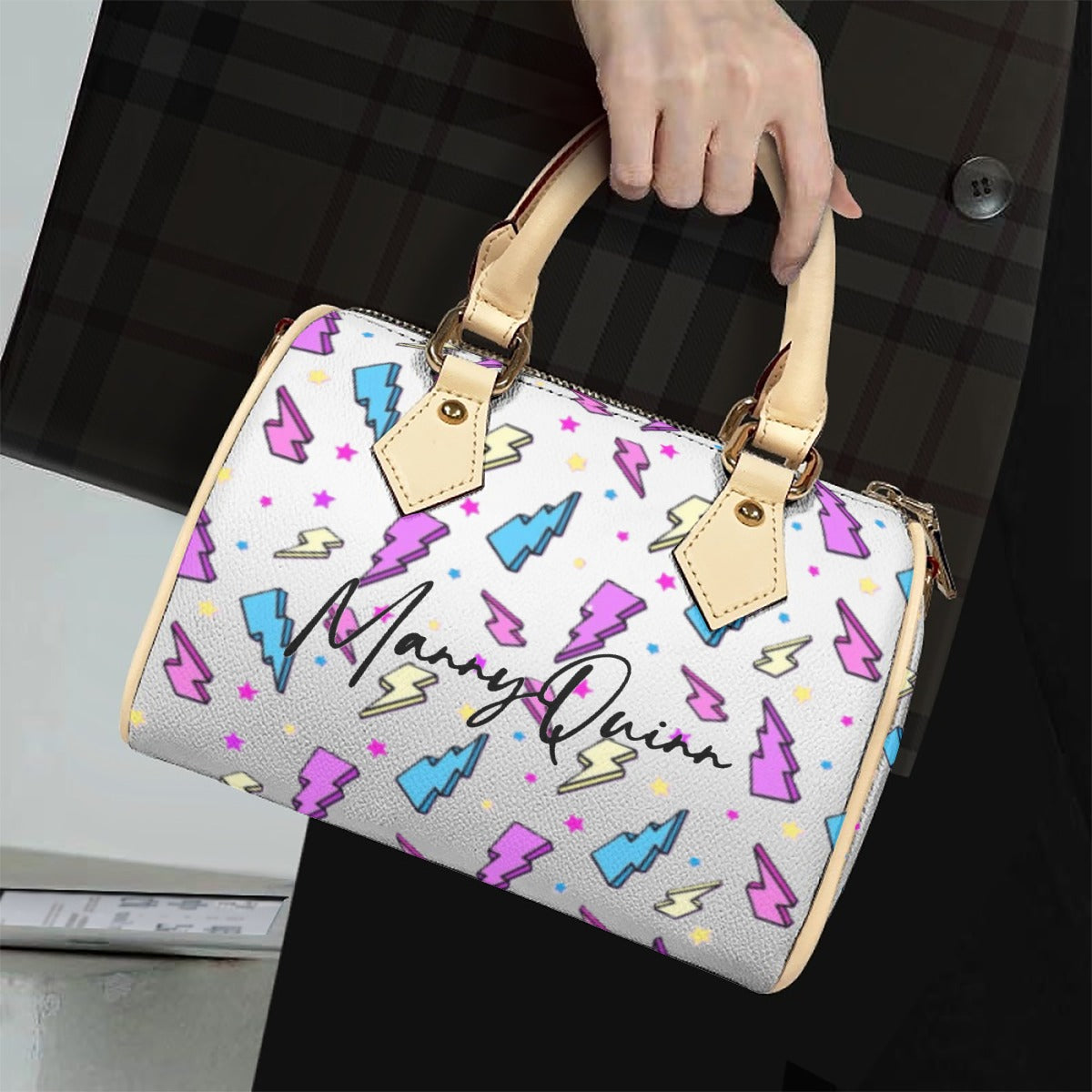 Classic Barrel-Shaped PU Leather Handbag
