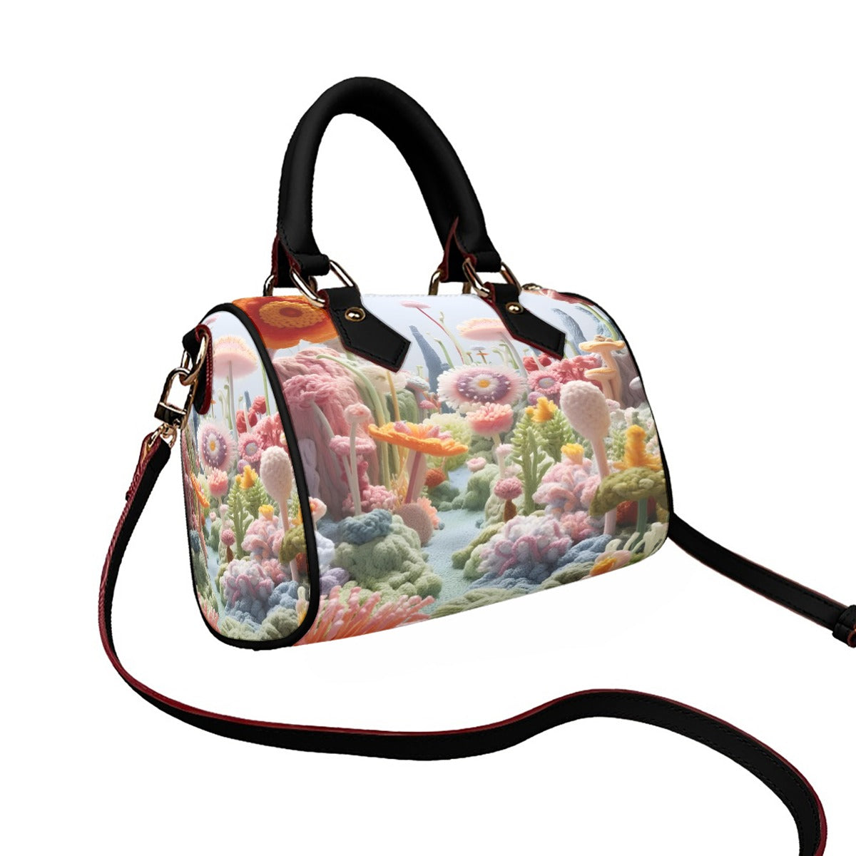 Classic Barrel-Shaped PU Leather Handbag