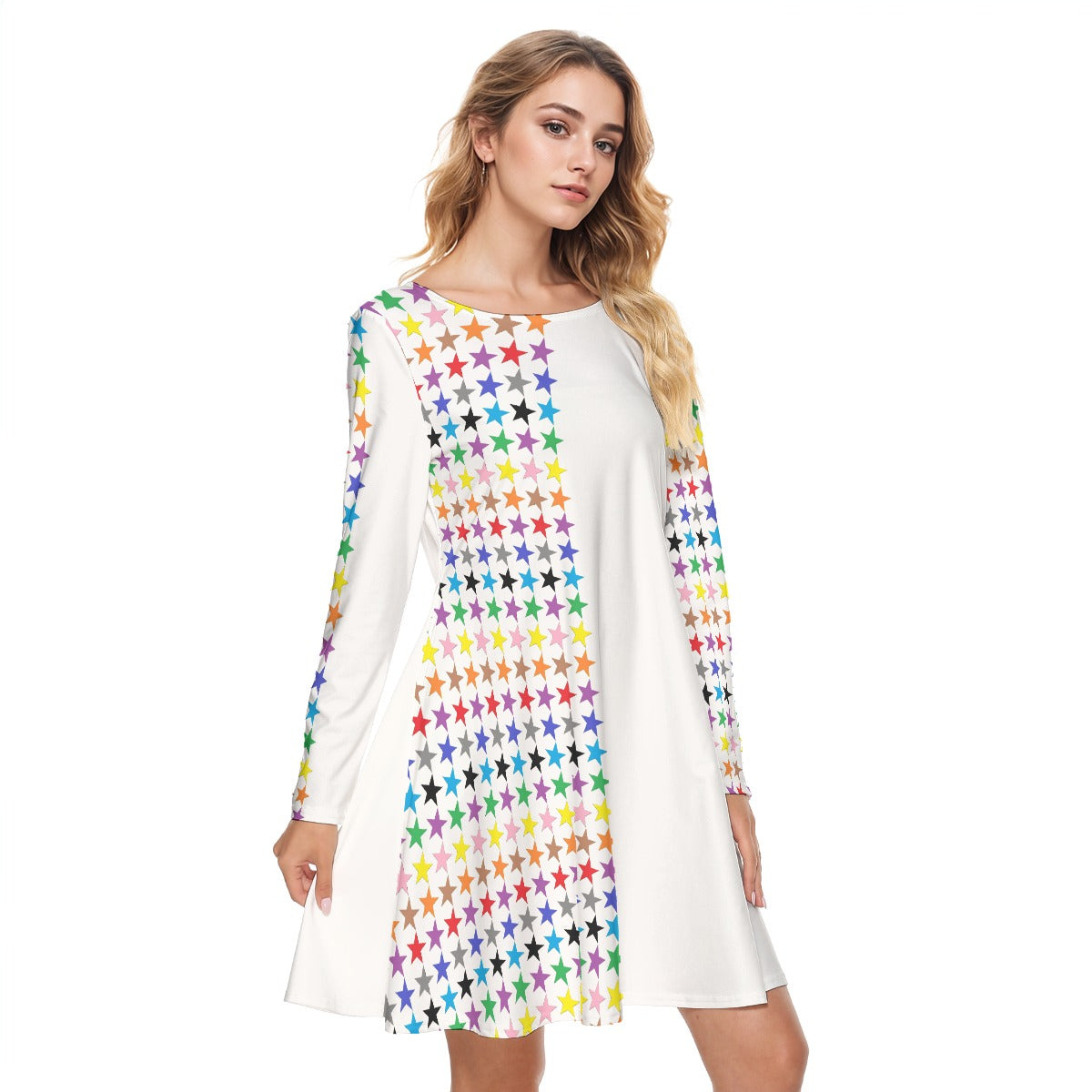 All-Over Print Women's Round Neck Dress|190GSM Cotton