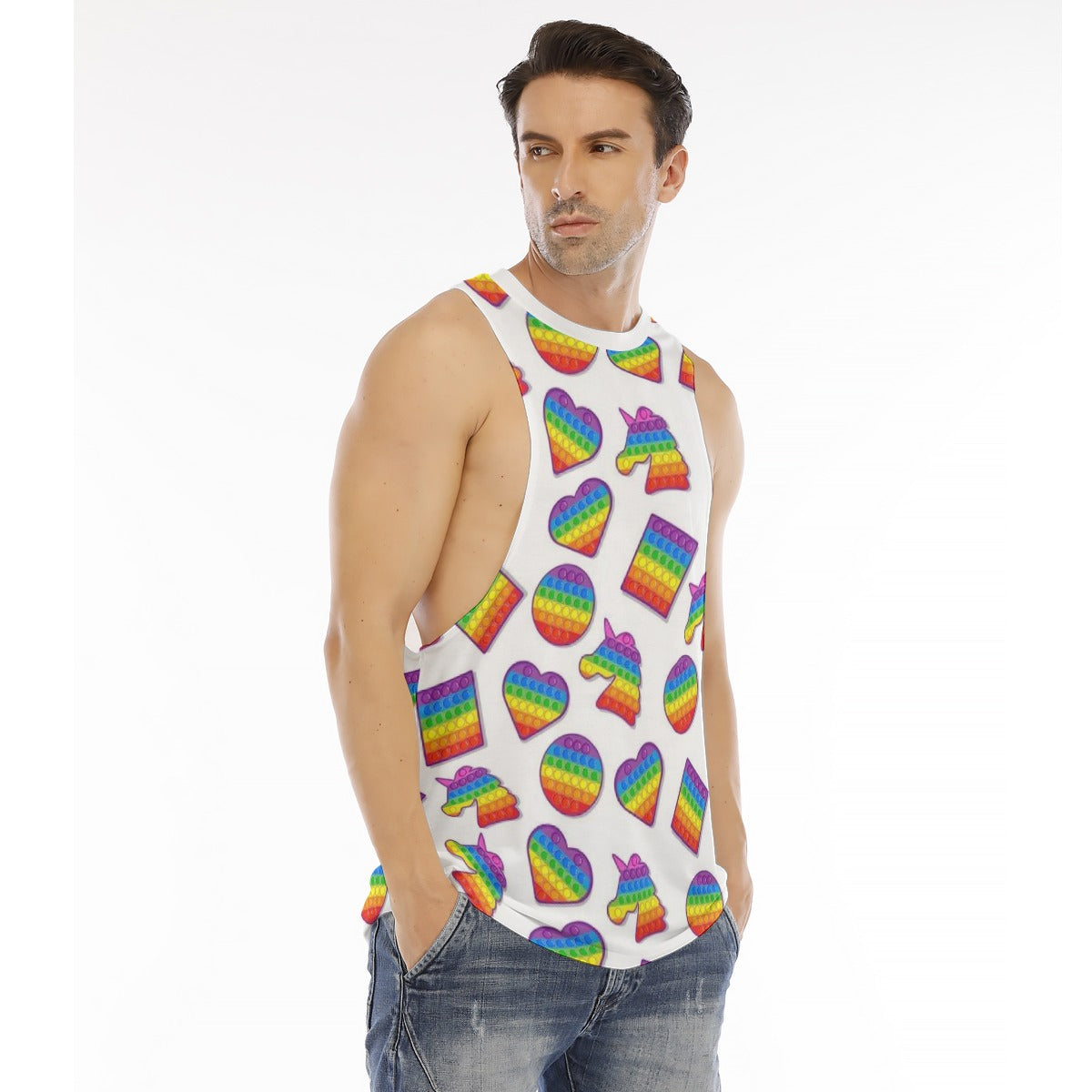 All-Over Print Men's O-neck Long Tank Top