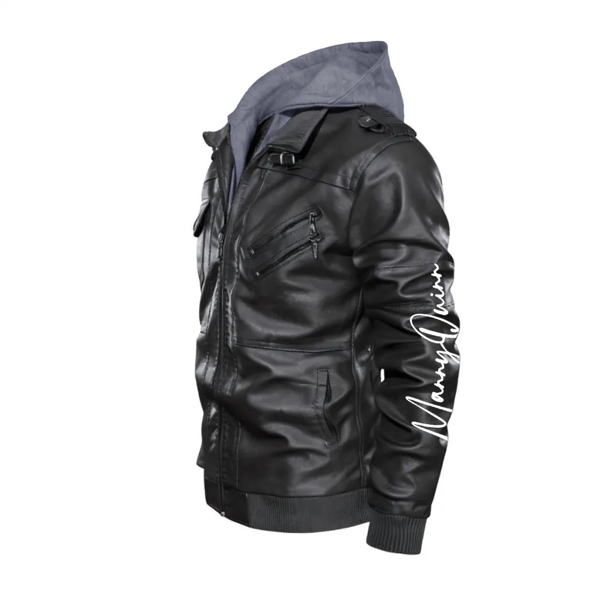 Men's Zip Leather Jacket |DTF