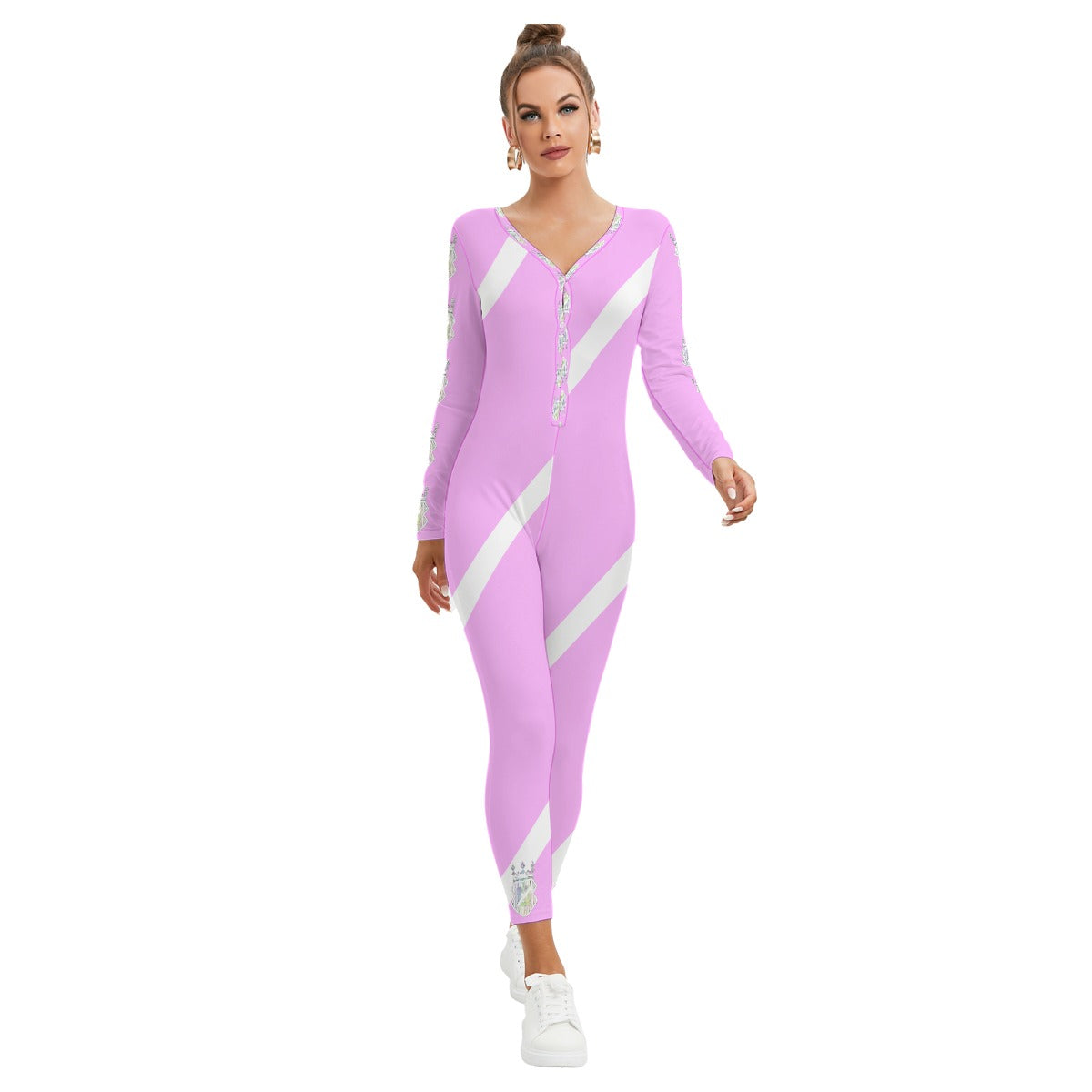 All-Over Print Women's Plunging Neck Jumpsuit