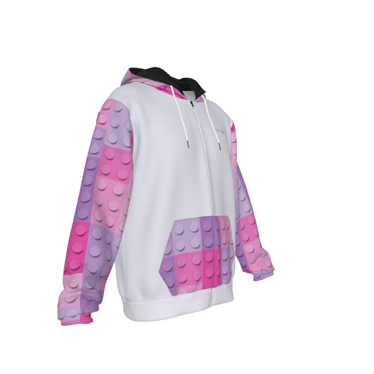 All-Over Print Zip Up Hoodie With Pocket
