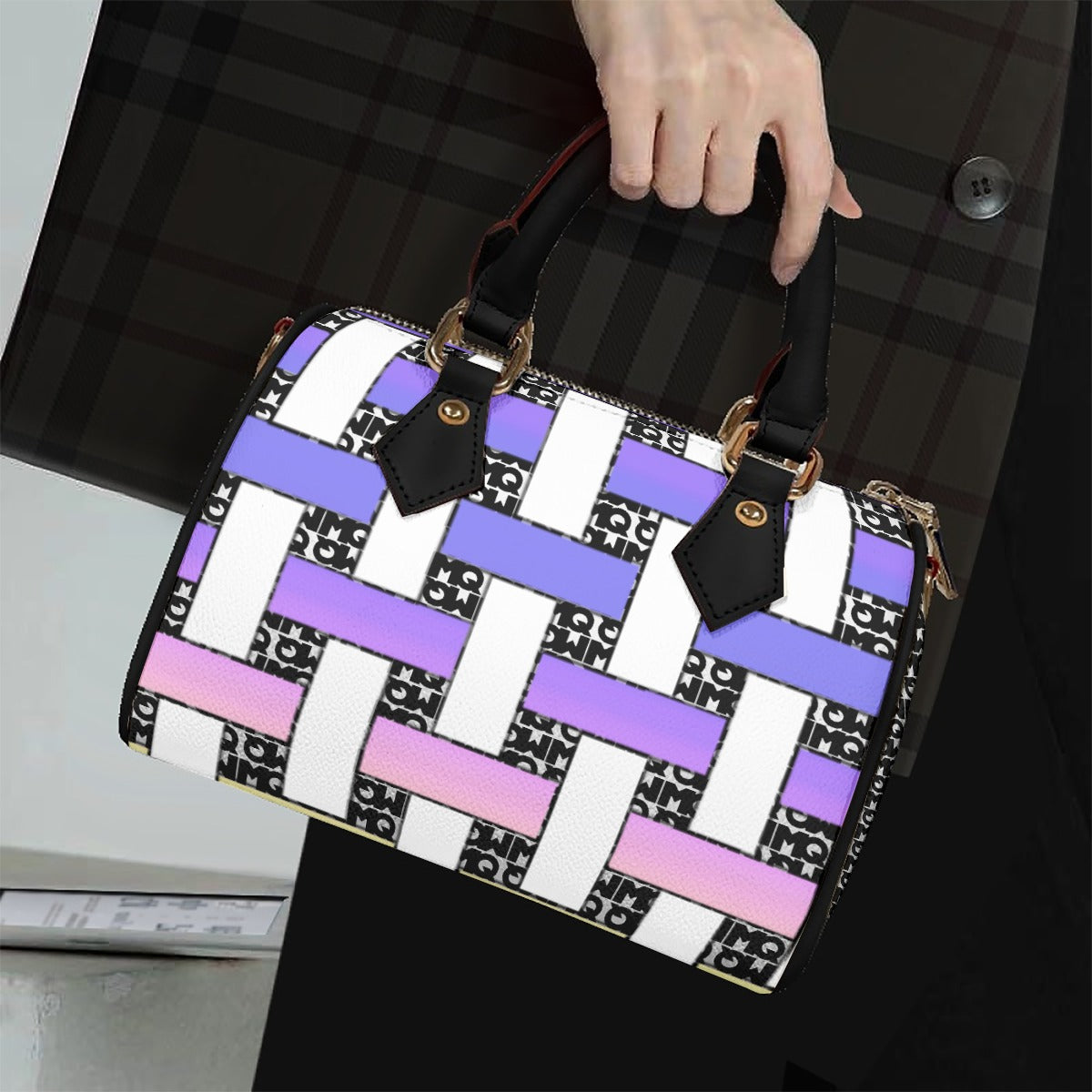 Classic Barrel-Shaped PU Leather Handbag