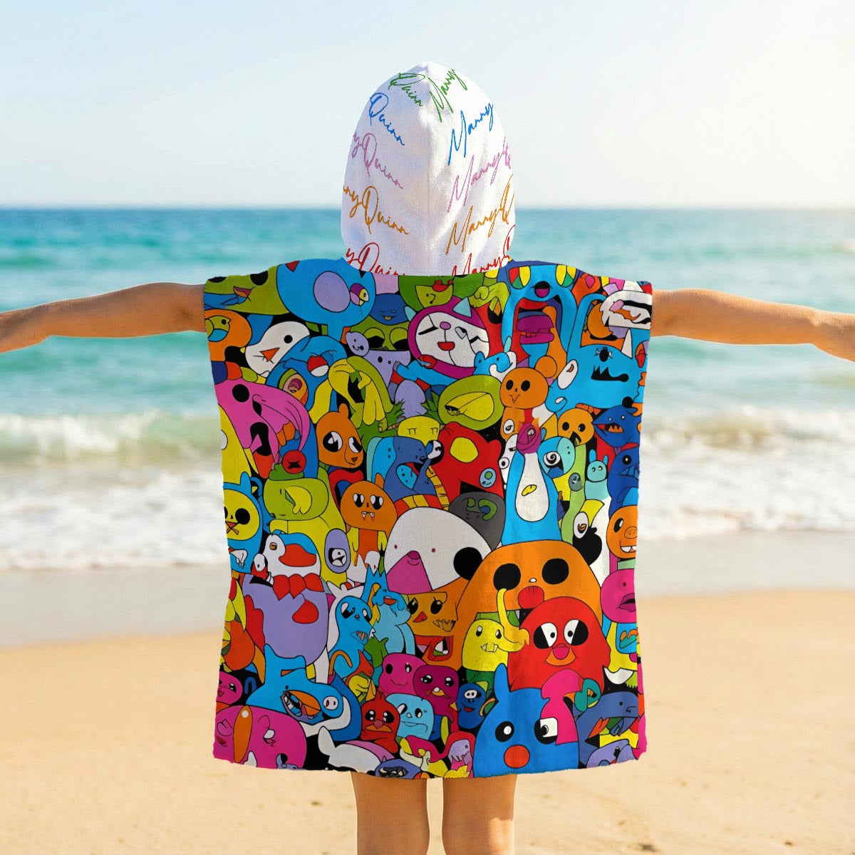 All-Over Print Kid's Hooded Towel Poncho
