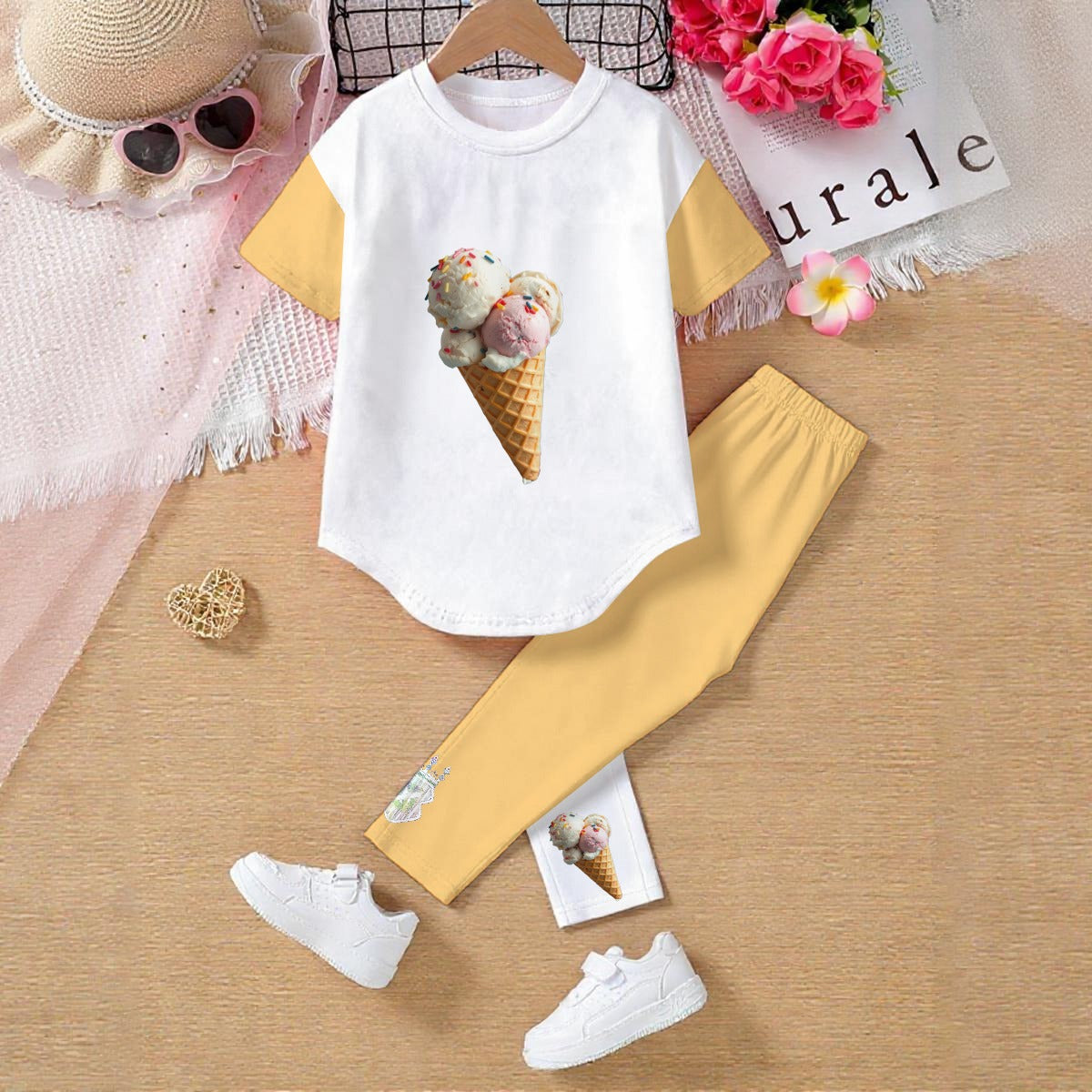 All-Over Print Kids' Casual Top and Pants Set