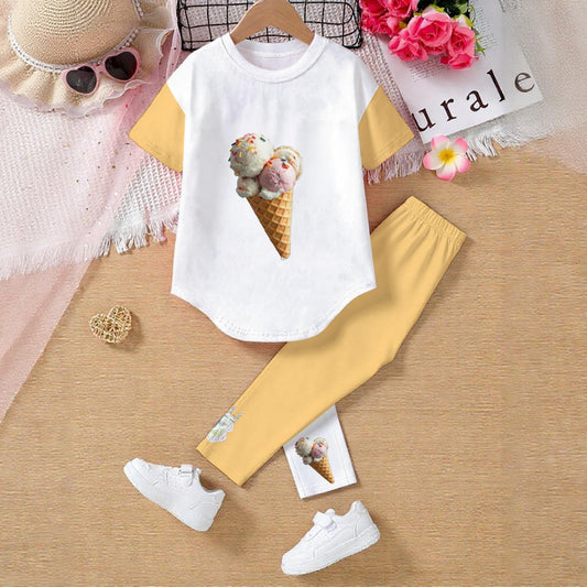 All-Over Print Kids' Casual Top and Pants Set