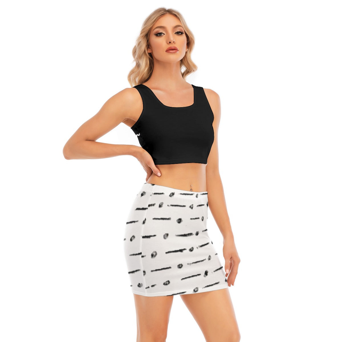 All-Over Print Women's Camisole And Hip Skirt Suit
