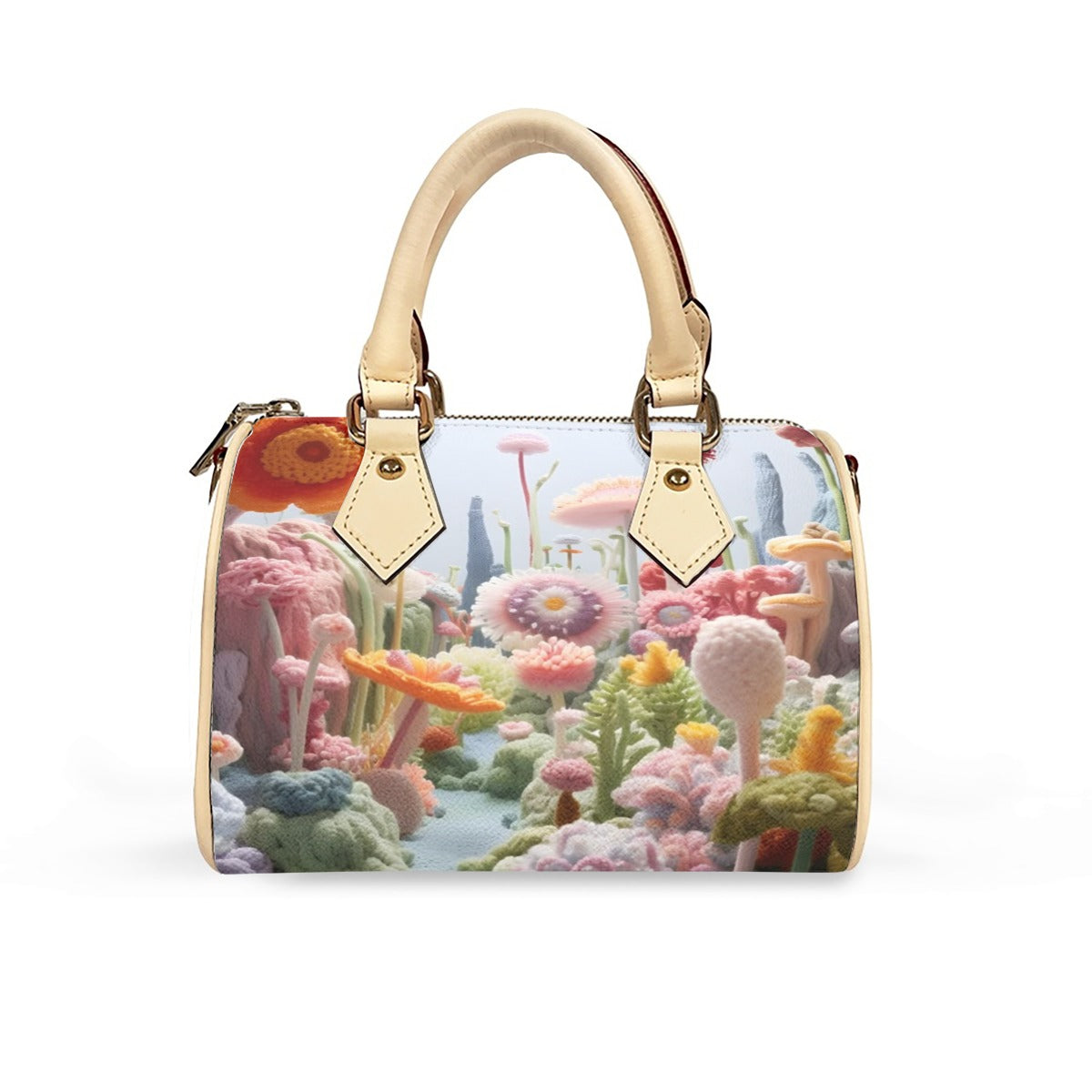 Classic Barrel-Shaped PU Leather Handbag
