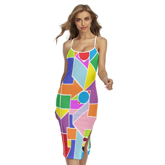 All-Over Print Women's Back Cross Cami Dress