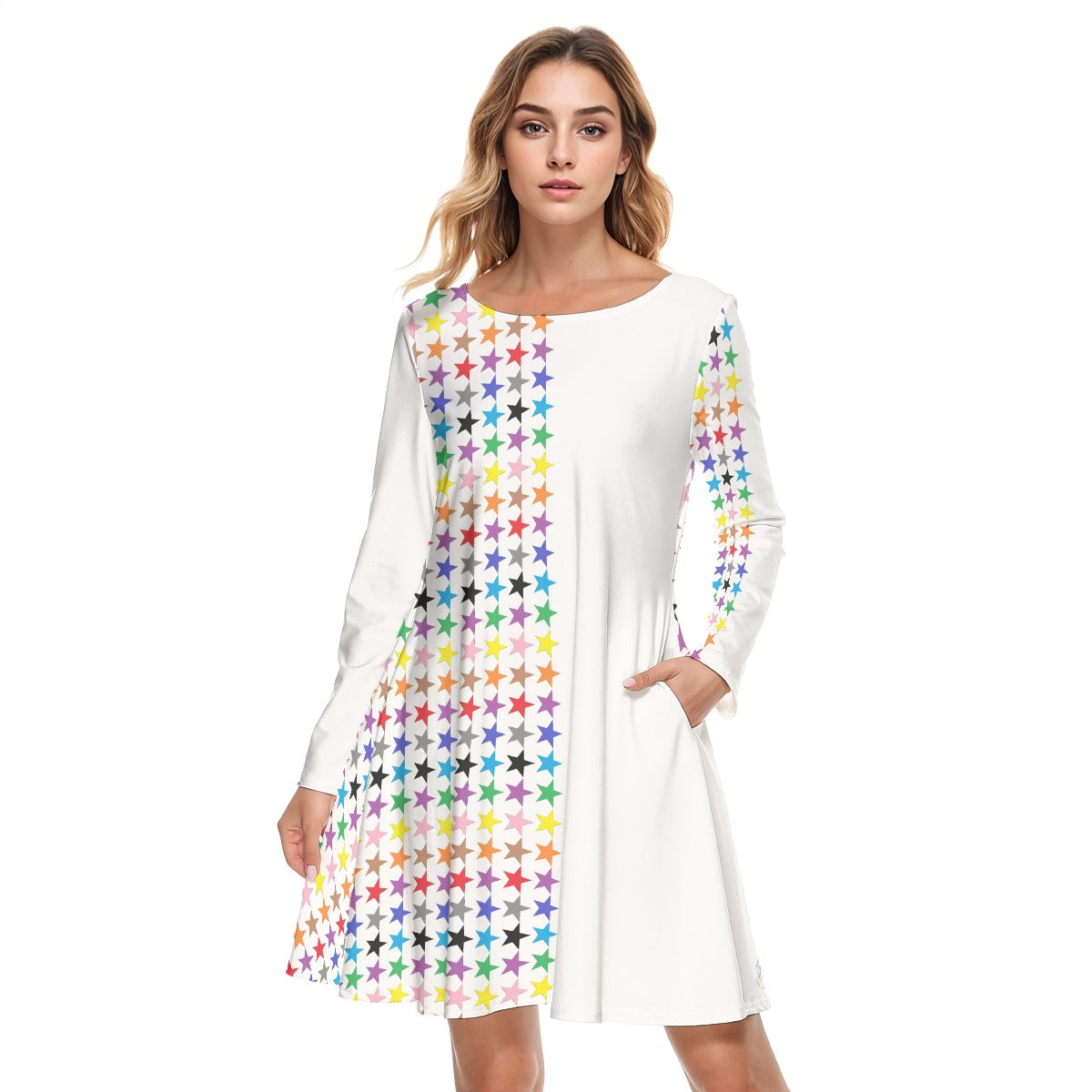 All-Over Print Women's Round Neck Dress|190GSM Cotton