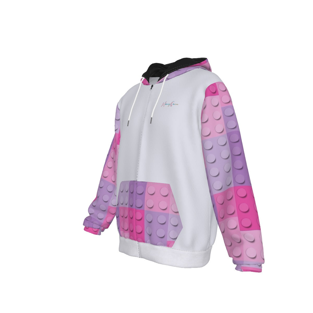 All-Over Print Zip Up Hoodie With Pocket