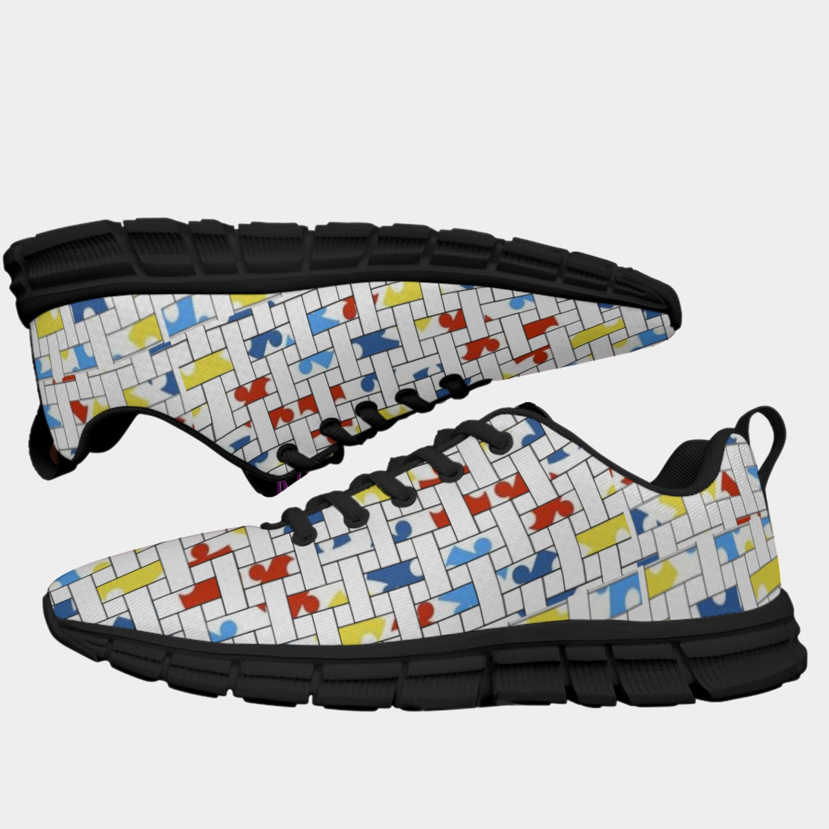 All-Over Print Men's Sports Shoes With Black Sole