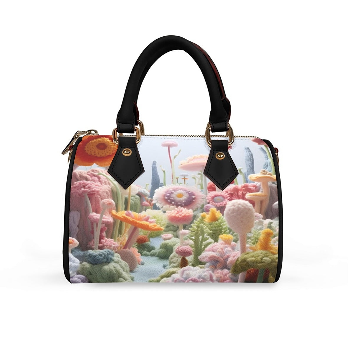 Classic Barrel-Shaped PU Leather Handbag