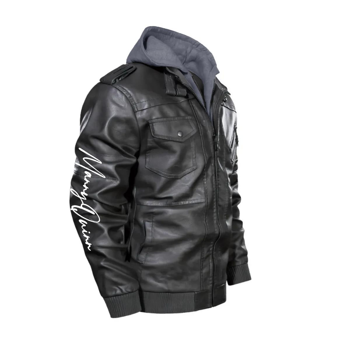 Men's Zip Leather Jacket |DTF