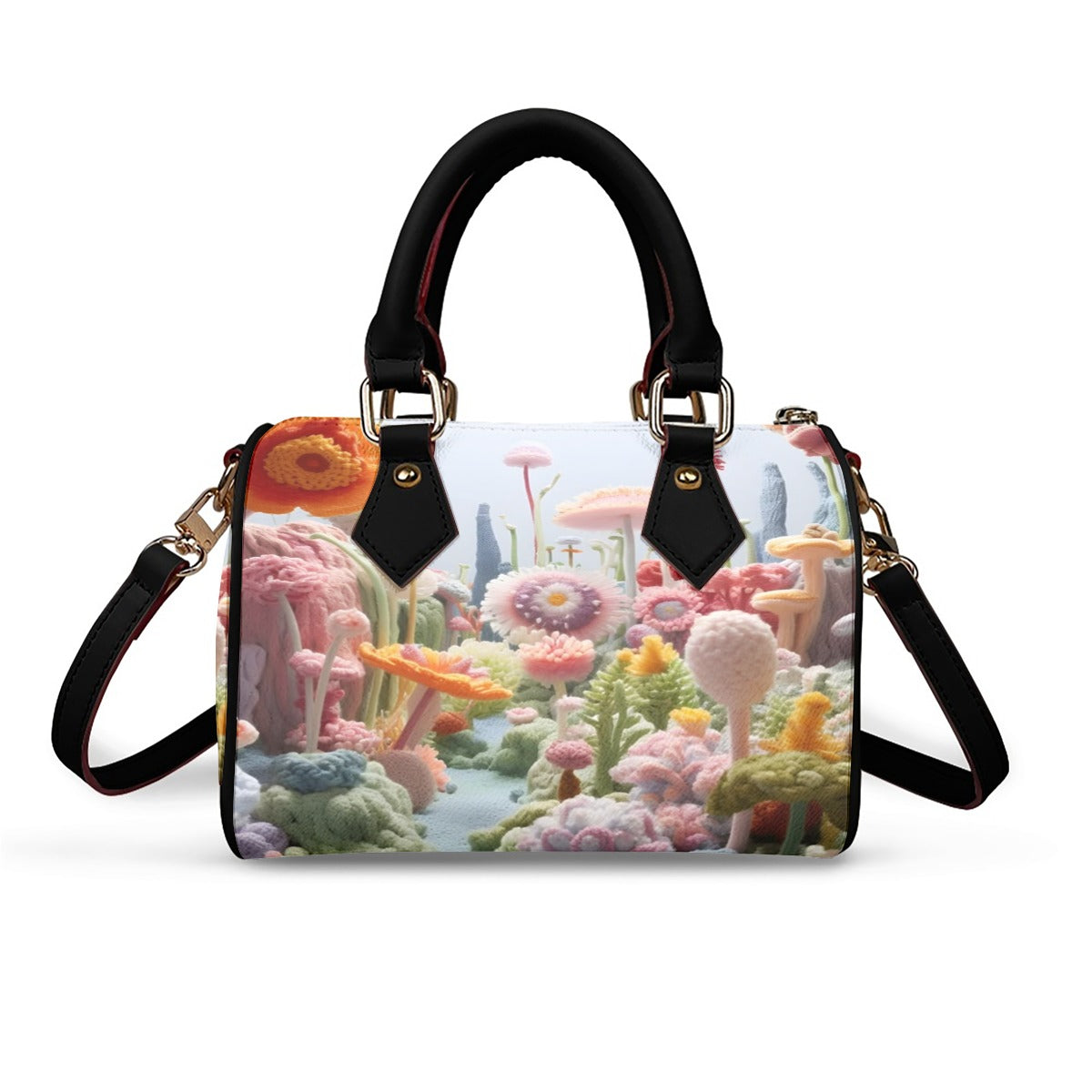Classic Barrel-Shaped PU Leather Handbag